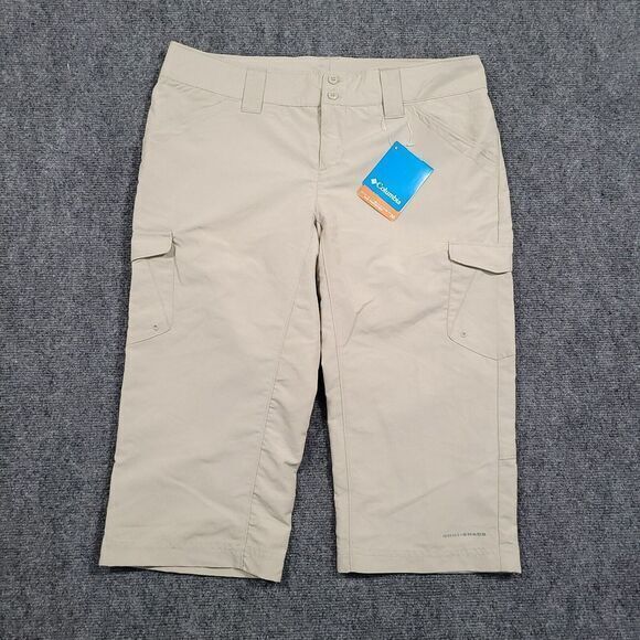 Columbia Omni Shade Cropped Capri Pants Womens Size 6 Beige‎ Cargo Pockets - Picture 1 of 11